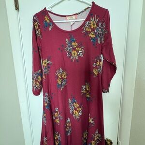 C'est La Vie Burgundy Floral Dress